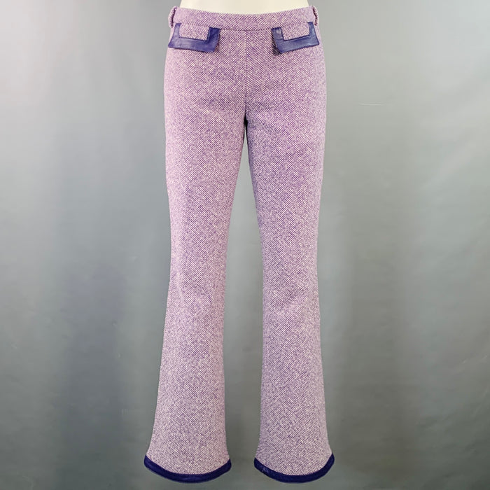 D&G by DOLCE & GABBANA Size 26 Purple White Wool Blend Woven Flared Dress Pants