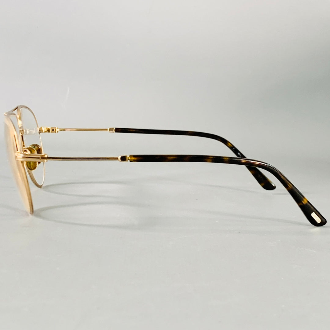 TOM FORD Gold Tortoiseshell Metal Aviator Sunglasses