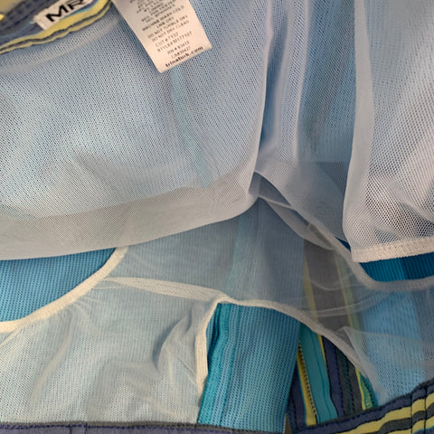 MR TURK Size 31 Blue Grey Mixed Patterns Polyamide Blend Mesh Swim Trunks