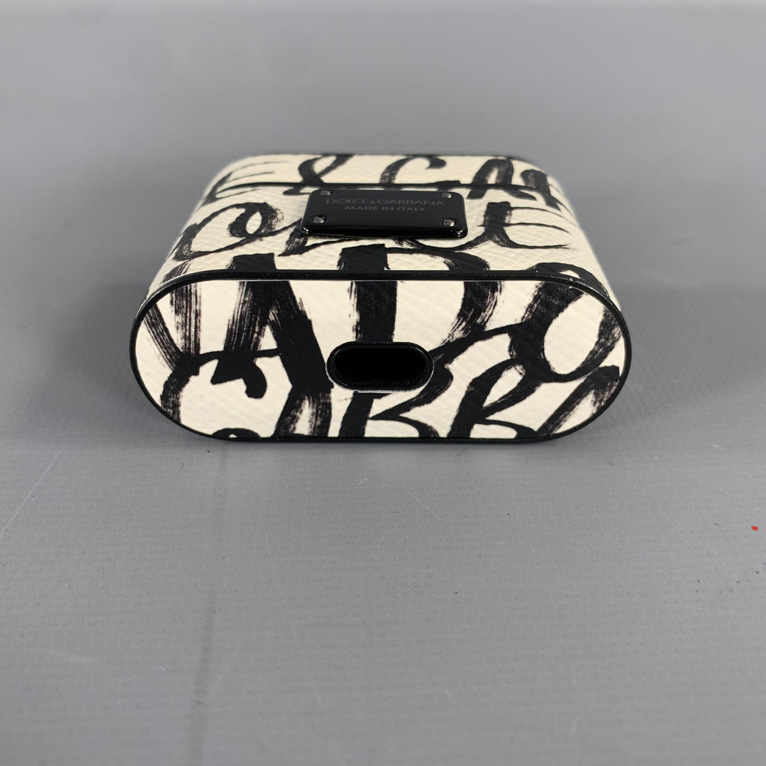 DOLCE & GABBANA White Black Leather AirPod Case