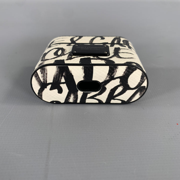 DOLCE & GABBANA White Black Leather AirPod Case