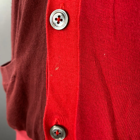 PS by PAUL SMITH Size L Red Burgundy Two Toned Cotton Silk Cashmere Cardigan