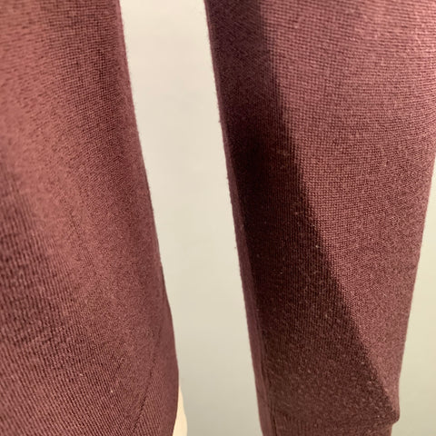 LANVIN Size L Burgundy Wool Blend V-Neck Pullover