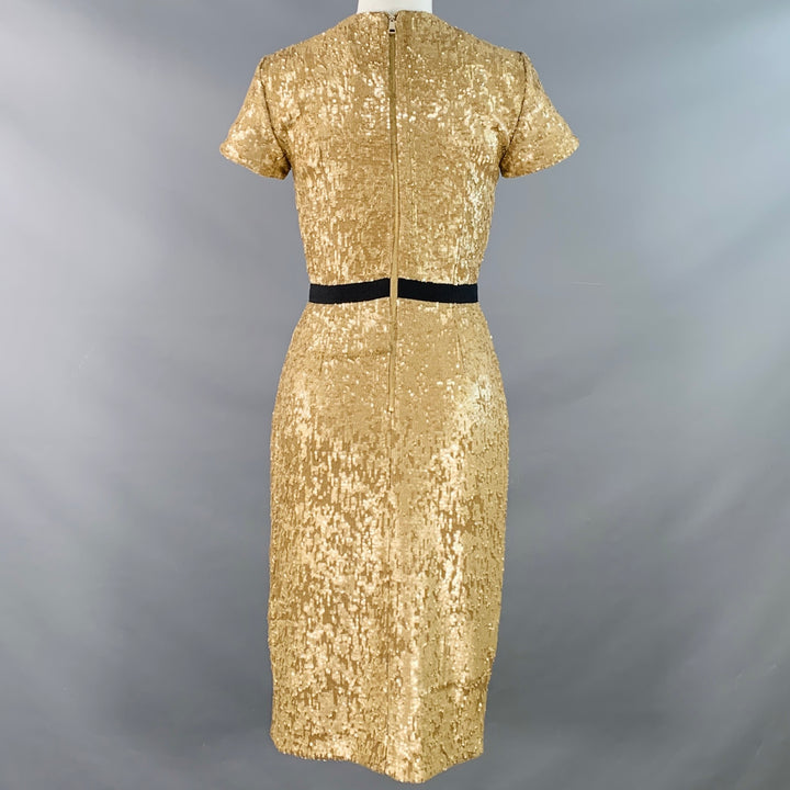 BURBERRY LONDON Size 2 Gold Black Viscose Blend Sequined Cocktail Dress