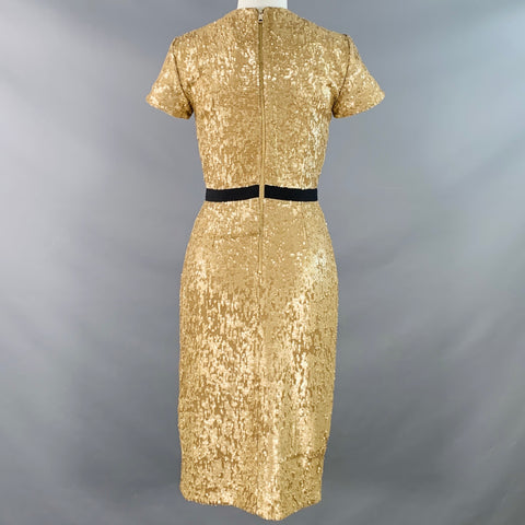 BURBERRY LONDON Size 2 Gold Black Viscose Blend Sequined Cocktail Dress