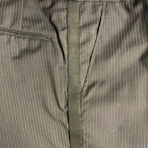 BAND OF OUTSIDERS Smoking croisé en laine à rayures bleu marine et noires, taille 38, revers châle