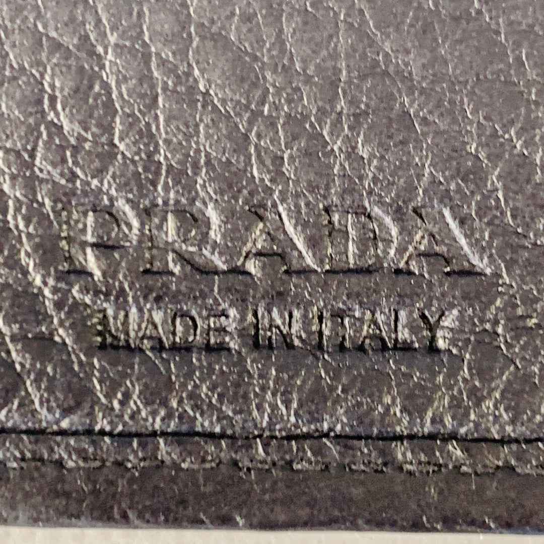 PRADA Navy Pebble Grain Leather Bifold Wallet