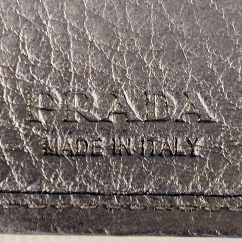 PRADA Navy Pebble Grain Leather Bifold Wallet