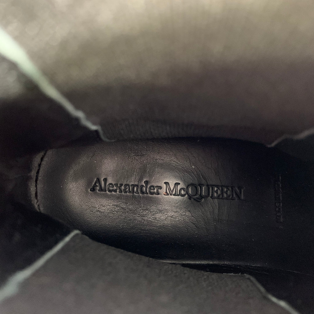 ALEXANDER MCQUEEN Size 9.5 Black Leather Platform Chelsea Boots