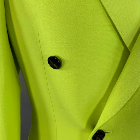 TEDDY VONRANSON Size 38 Neon Yellow Wool Silk Peak Lapel Double Breasted Sport Coat