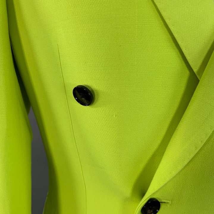 TEDDY VONRANSON Size 38 Neon Yellow Wool Silk Peak Lapel Double Breasted Sport Coat