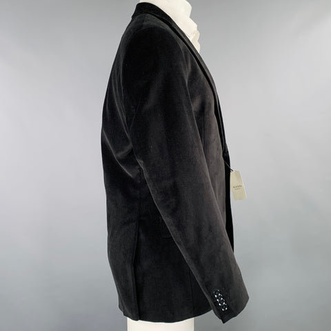 ALFANI Size 40 Black Velvet Cotton Single Breasted Sport Coat