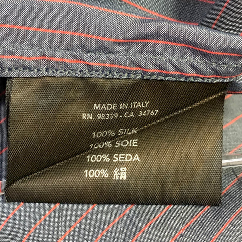 PRADA Size L Grey Pink Stripe Silk Button Up Long Sleeve Shirt