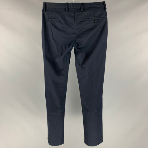 ACNE STUDIOS Taille 32 Pantalon décontracté en coton élasthanne bleu marine à devant plat