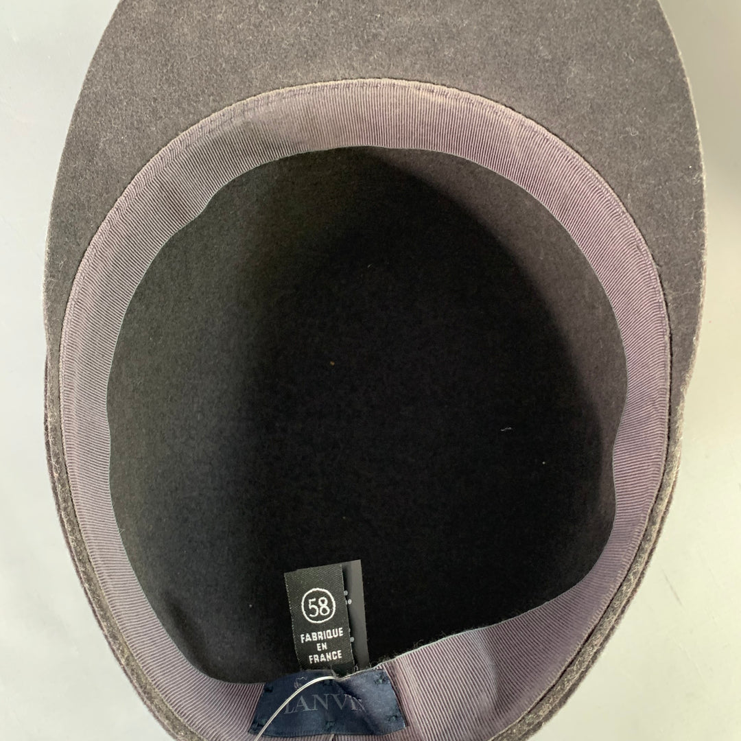 LANVIN Size 58 Grey Charcoal Felt Merino Wool Baseball Cap