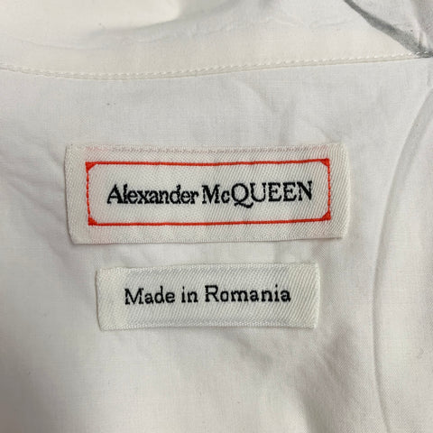 ALEXANDER MCQUEEN Size XL White Grey Floral Print Cotton Short Sleeve Shirt