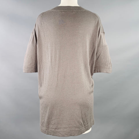 JARBO Size 2 Grey Silk Cashmere Short Sleeve Casual Top