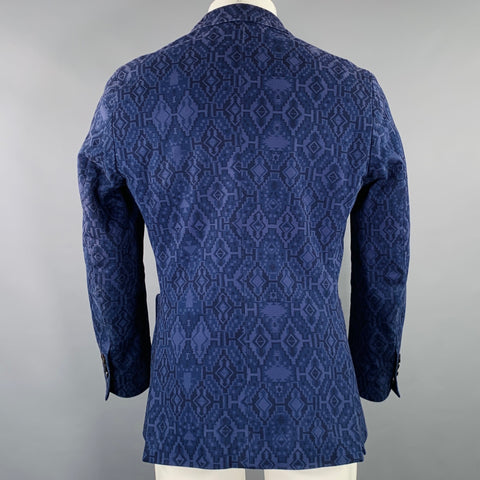 ETRO Size 38 Navy Black Navajo Cotton Blend Single Breasted Sport Coat