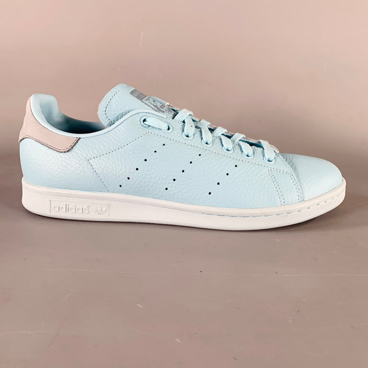 ADIDAS Size 10.5 Light Blue Faux Leather Low Top Sneakers