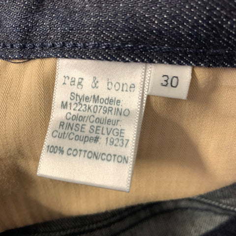 RAG & BONE Size 32 Navy Cotton Button Fly Jeans