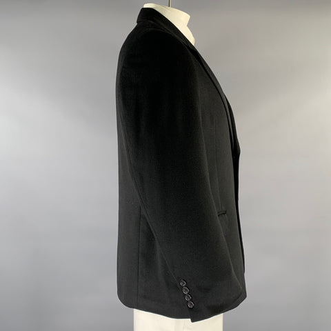 PETER PANOS Chest Size 44 Black Cashmere Notch Lapel Sport Coat