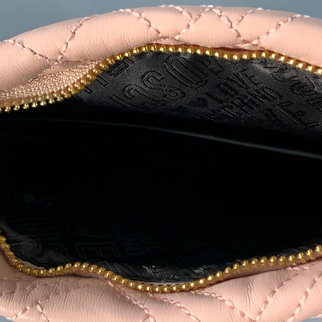 MOSCHINO Pink Quilted Leather Chain Crossbody Handbag