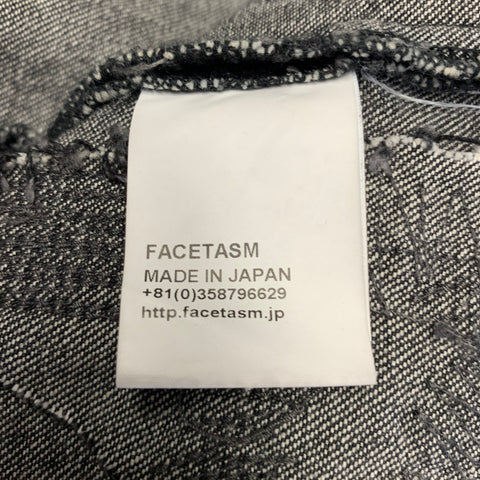 FACETASM Size M Grey White Cotton Denim Distressed Jacket