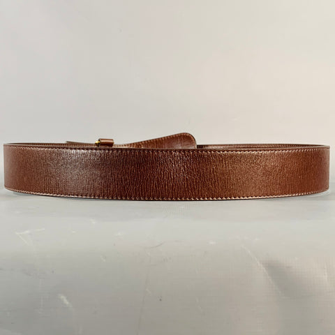 BURBERRY Size 38 Brown Gold Leather Loops Belt