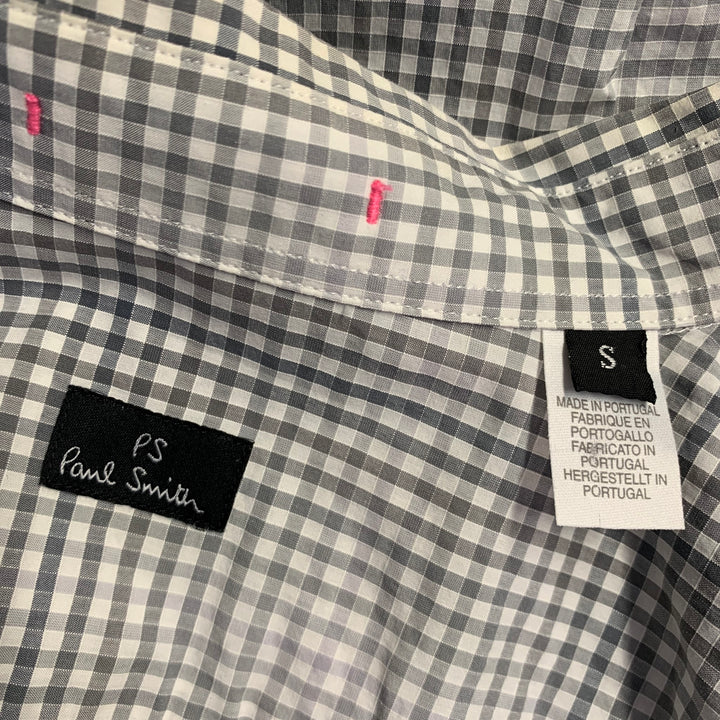 PS by PAUL SMITH Size S White Grey Checkered Cotton Long Sleeve Shirt