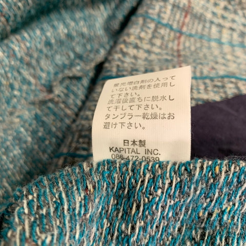 KAPITAL Size S Grey Blue Plaid Cotton Blend Button Up Vest