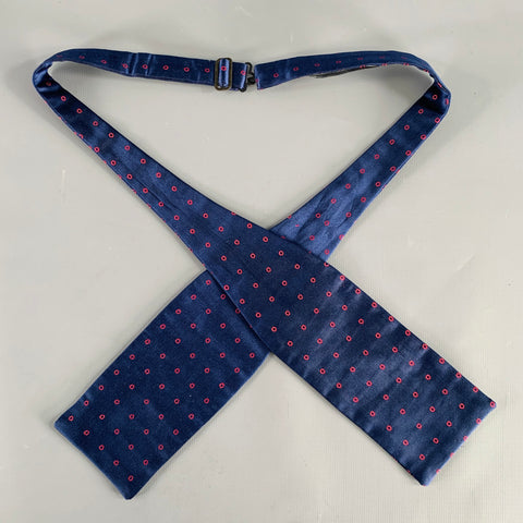 ALEXANDER MCQUEEN Navy Red Circles Silk Bow Tie