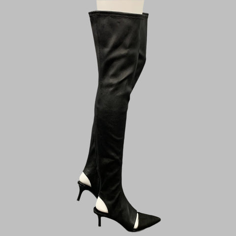 OPENING CEREMONY Size 6 Black Leather Mixed Fabrics Pointed Toe Boots