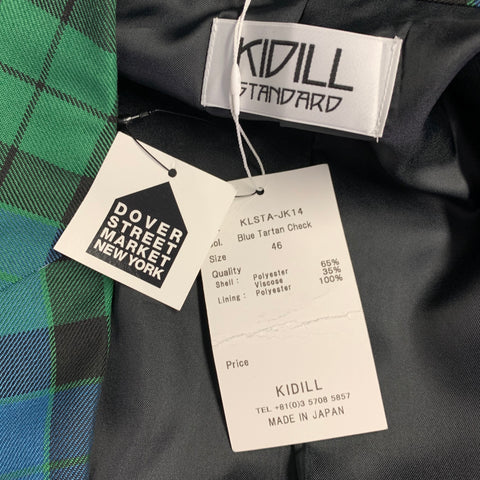 KIDILL AW22 Size 36 Green Blue Black Plaid Oversized Polyester Blend Shorts Suit