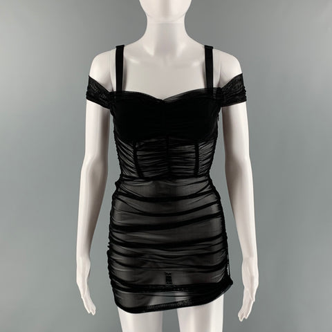 GUIZIO Vestido recto de malla negro talla XS