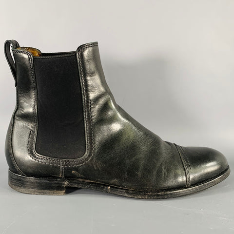 LANVIN Size 9 Black Leather Chelsea Ankle Boots