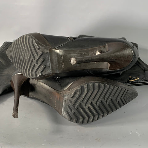 BURBERRY Size 10 Black Leather Boots