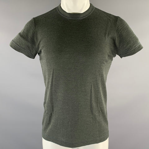 DANIEL CLEARY Size M Green Charcoal Knit Wool T-shirt