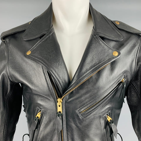 MR. S LEATHER Size 40 Black Leather Motorcycle Jacket