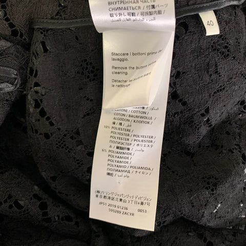 GUCCI Size S Black Silk Lace Button Up Shirt
