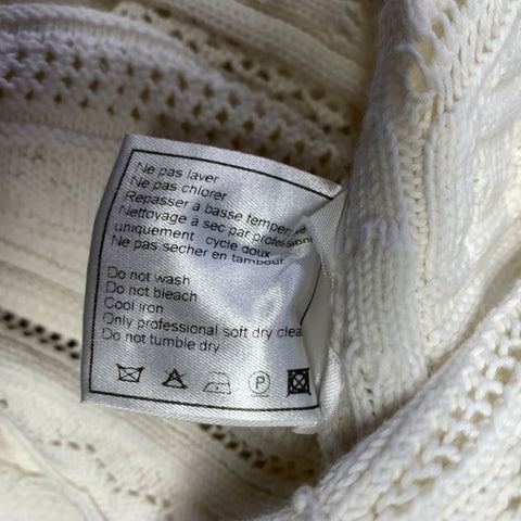 CHANEL Size 8 White Cotton Geometric Ribbed Knee Length Dress