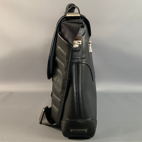 TUMI Black Mixed Fabrics Leather Briefcase