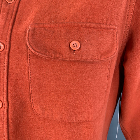 J.CREW Size L Orange Rust Cotton Two Pockets Classic Long Sleeve Shirt