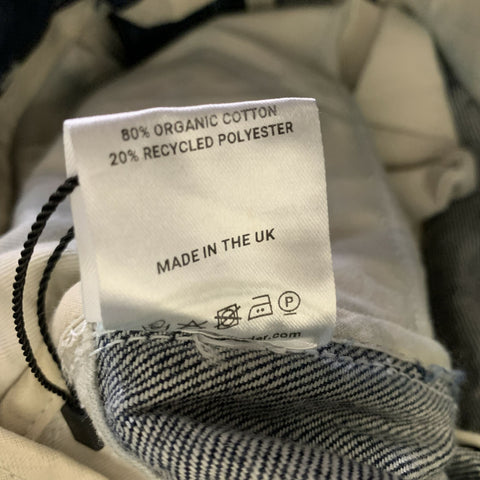 LUEDER Size L Navy Contrast Stitch Cotton Polyester Barrel Jeans
