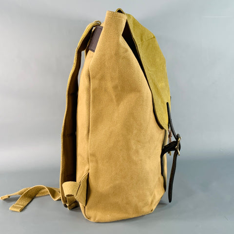 FILSON Tan Brown Cotton Canvas Twill Leather Trim Buckles Backpack