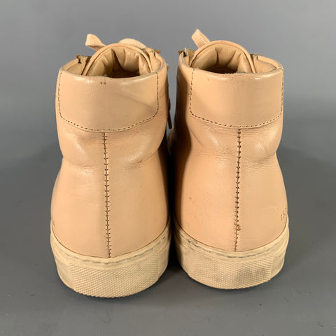 COMMON PROJECTS Size 8 Peach Leather High Top Sneakers