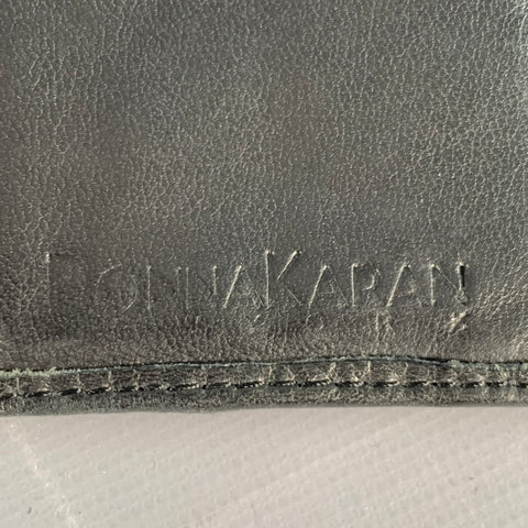 DONNA KARAN Black Gold Leather Wallet