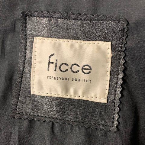 FICCE Size 40 Black Studded Leather Biker Jacket