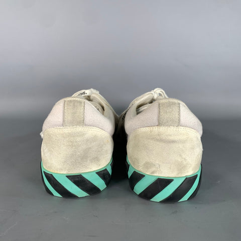 OFF-WHITE Size 11.5 White Mint Mixed Fabrics Suede Canvas Sneakers