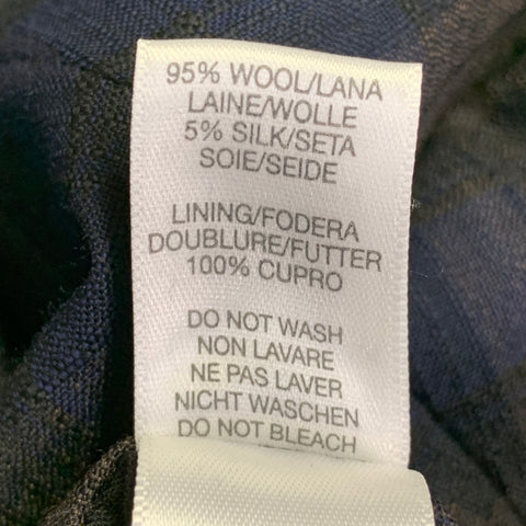 Costume croisé en laine à revers crantés PAUL SMITH, taille 38, motif écossais bleu marine et marron