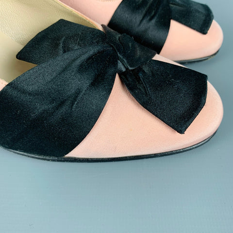 CHRISTIAN LOUBOUTIN Size 7.5 Pink Black Bow Pumps